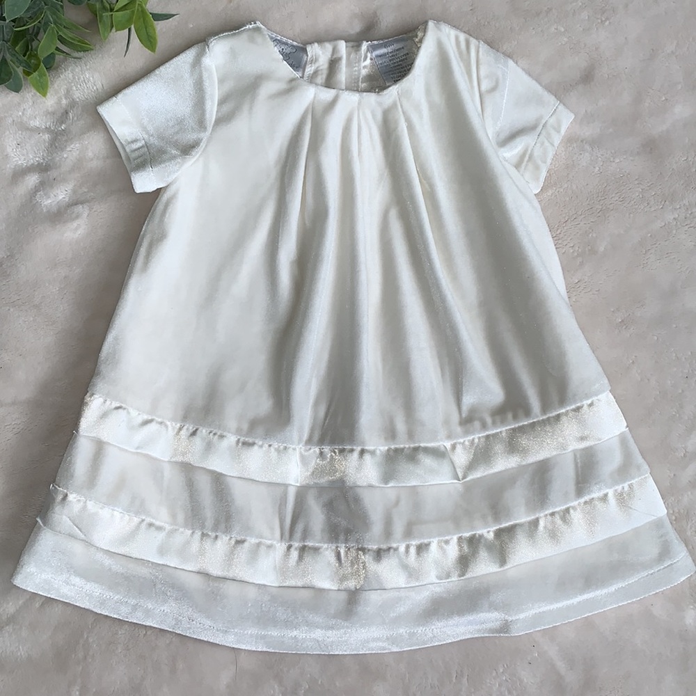Koala Kids Ivory Velveteen Baby Girl Dress 6M Satin Trim EUC - Picture 2 of 13